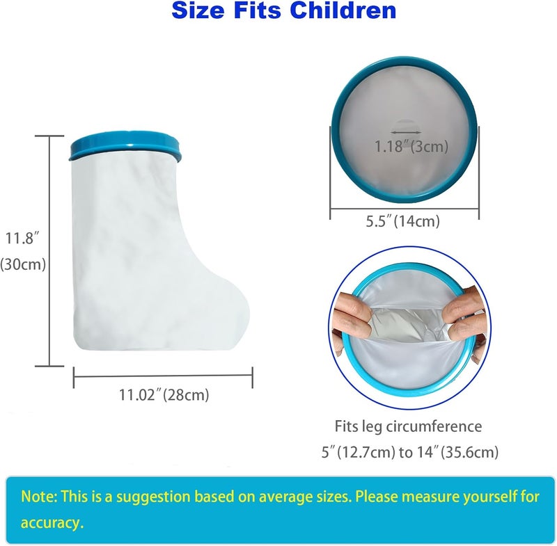 Tideshake Waterproof Kid Foot Cast Cover for Showering, Reusable Child Foot Cast Protector, Cast Covers for Ankle Shower after Surgery, Watertight Cast Bag for Burns - Image 1